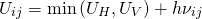 \begin{equation*} U_{ij} = \min \left( U_H, U_V \right) + h \nu_{ij} \end{equation*}