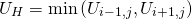 \begin{equation*} U_H = \min \left( U_{i-1,j}, U_{i+1,j} \right) \end{equation*}